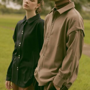 オープンショルダーウールシャツ（メンズ）