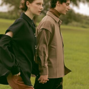 オープンショルダーウールシャツ（レディース）