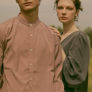 エスウールバンドカラーシャツ（メンズ）